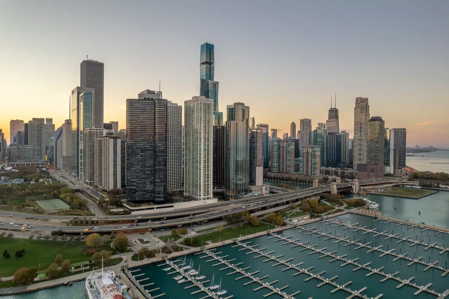 Chicago Drone photography of Skyline lakefront