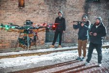 drone pilots on a creative video set